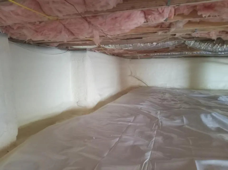 Crawl space encapsulation with closed-cell spray foam for Attic Insulation in Tewksbury
